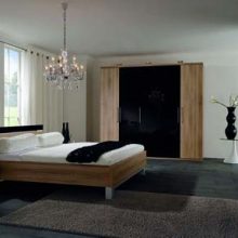 Bedroom Thumbnail size Dark Floor Tiles Dark Fur Rug Crystal Chandeliers French Windows