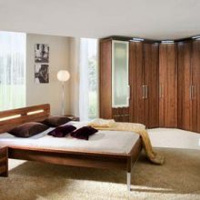 Bedroom Glass Wall White Fur Rug Wooden Bed Frame Inspiring Ball Light Indoor-plants-Wooden-bed-frame-Glass-wall-Black-stone-wall