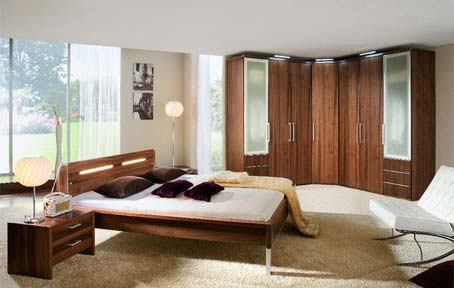 Glass Wall White Fur Rug Wooden Bed Frame Inspiring Ball Light Bedroom