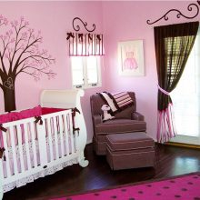 Bedroom Thumbnail size Pink Girly Baby Nursery Room Design Bedroom Ideas Home Designs Room For Themes Interior Decorating Decor Dorm Design Floral Wall Sticker And Pink Polkadot Rug